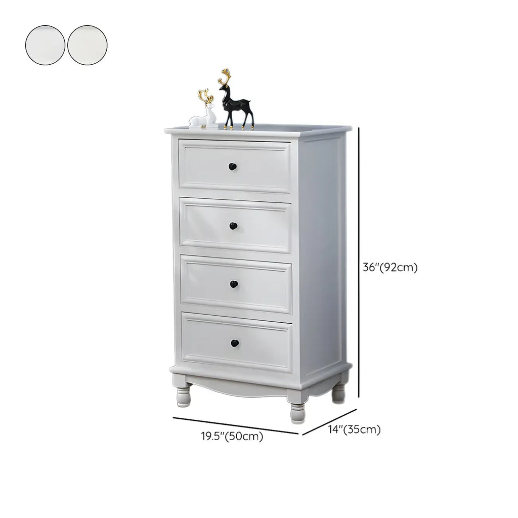Commode classique en bois ivoire avec pieds boule et tiroirs