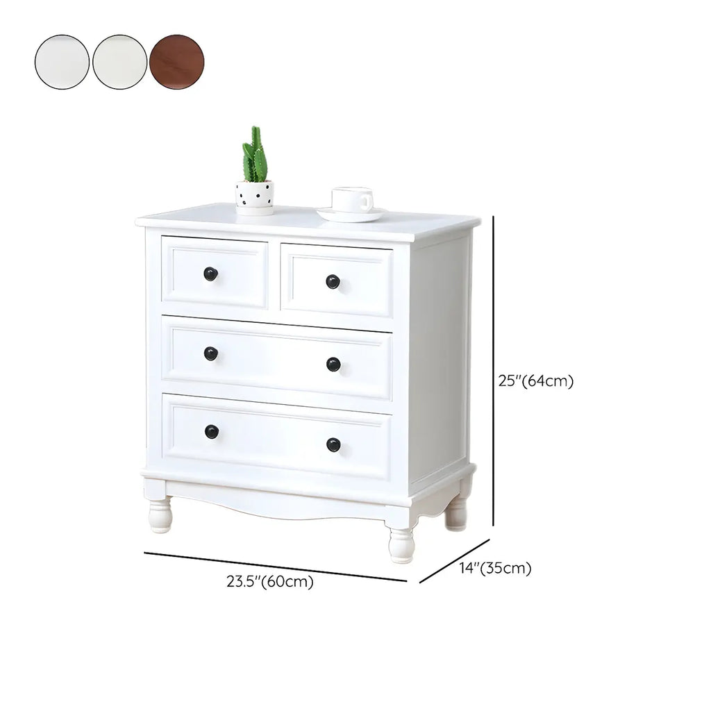 Commode classique en bois ivoire avec pieds boule et tiroirs