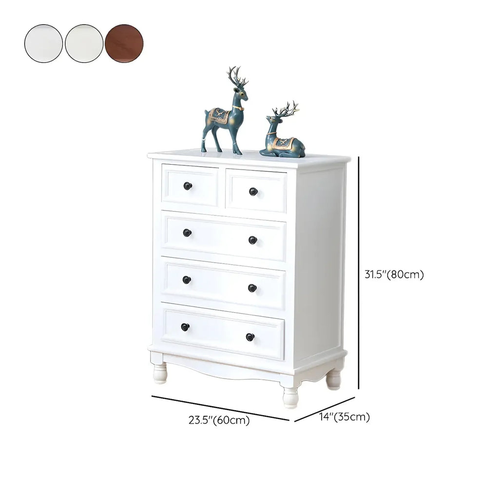 Commode classique en bois ivoire avec pieds boule et tiroirs