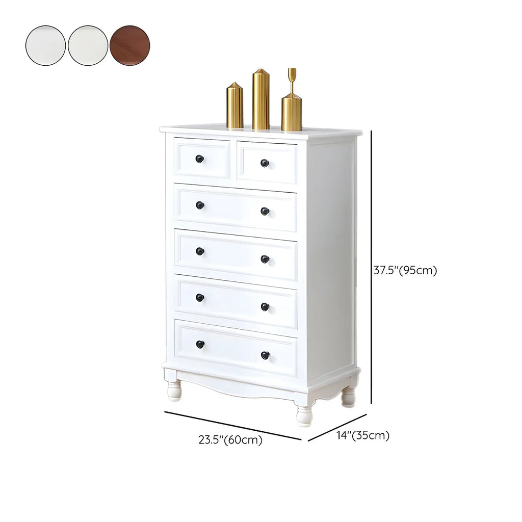 Commode classique en bois ivoire avec pieds boule et tiroirs