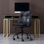 Fauteuil de bureau pivotant et inclinable moderne en cuir vert