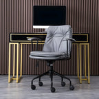 Fauteuil de bureau pivotant et inclinable moderne en cuir vert