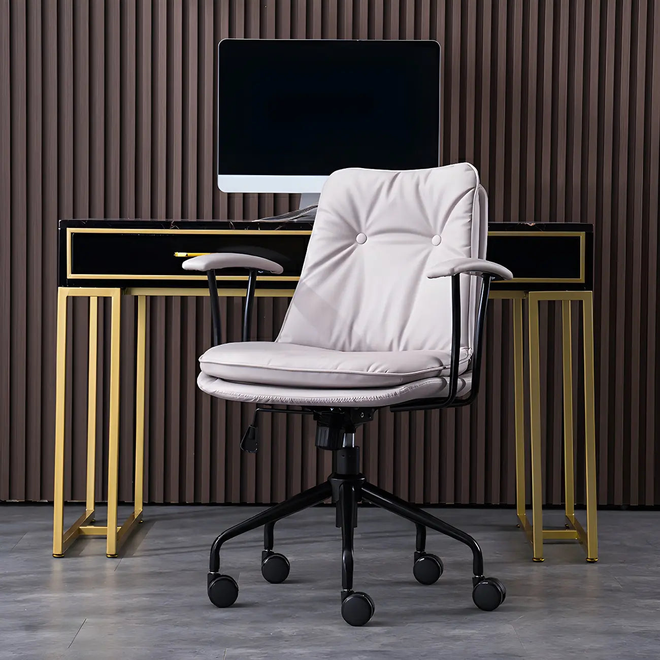 Fauteuil de bureau pivotant et inclinable moderne en cuir vert