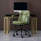 Fauteuil de bureau pivotant et inclinable moderne en cuir vert