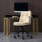 Fauteuil de bureau pivotant et inclinable moderne en cuir vert