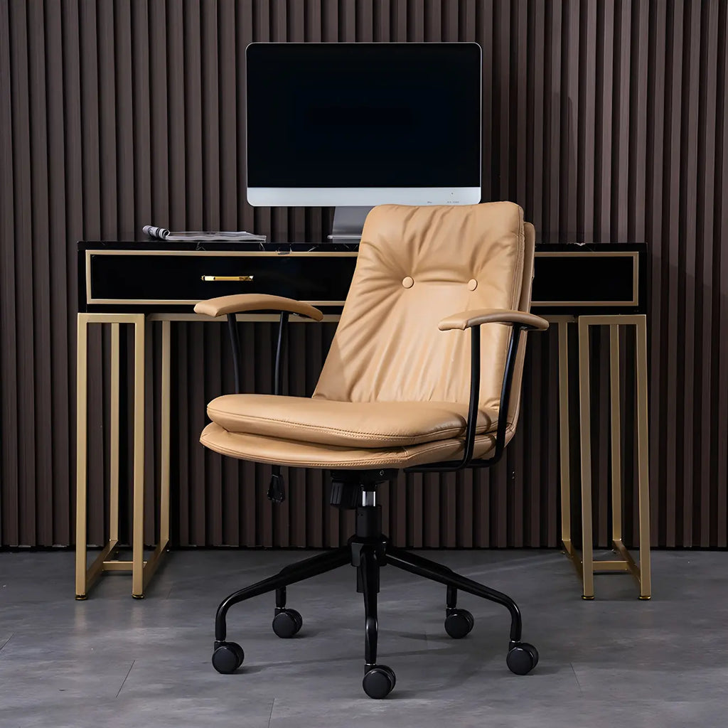 Fauteuil de bureau pivotant et inclinable moderne en cuir vert