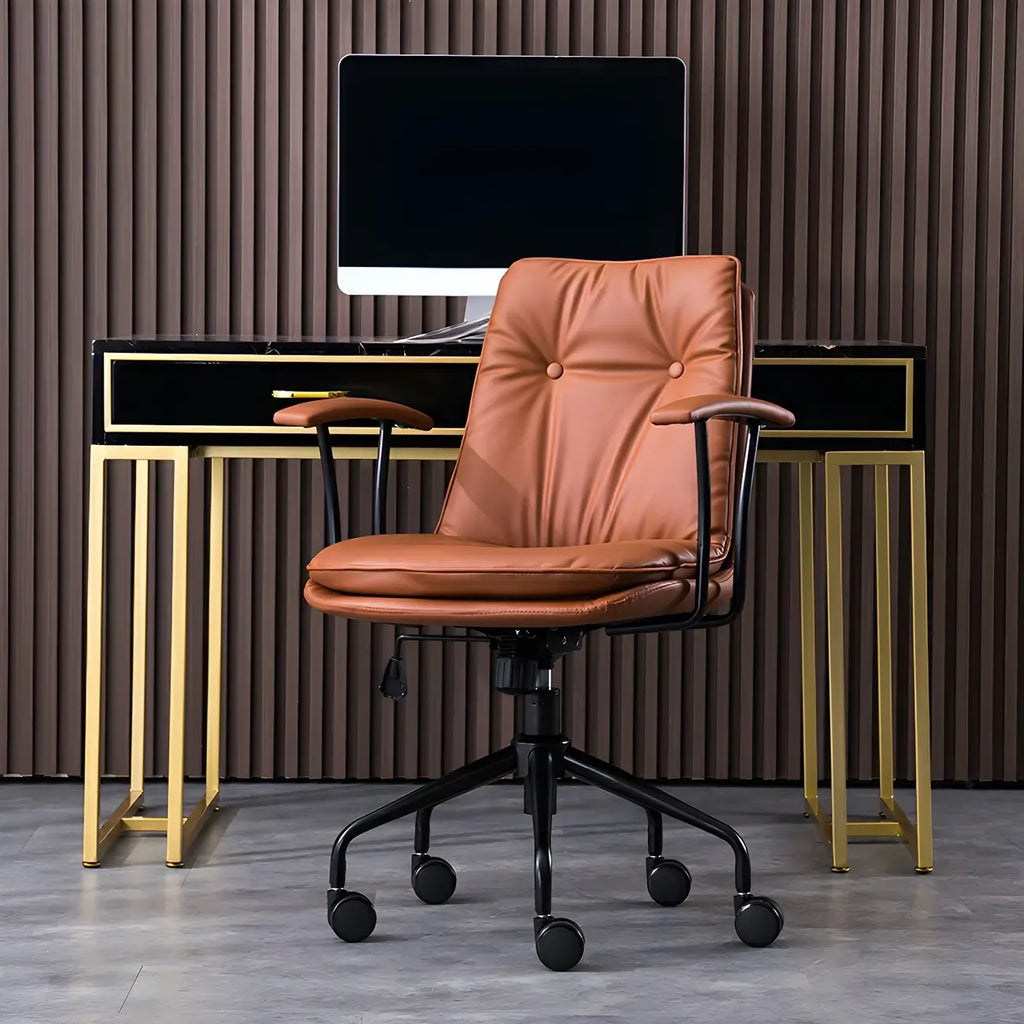 Fauteuil de bureau pivotant et inclinable moderne en cuir vert