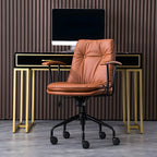 Fauteuil de bureau pivotant et inclinable moderne en cuir vert