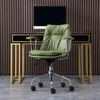 Fauteuil de bureau pivotant et inclinable moderne en cuir vert