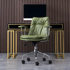 Fauteuil de bureau pivotant et inclinable moderne en cuir vert