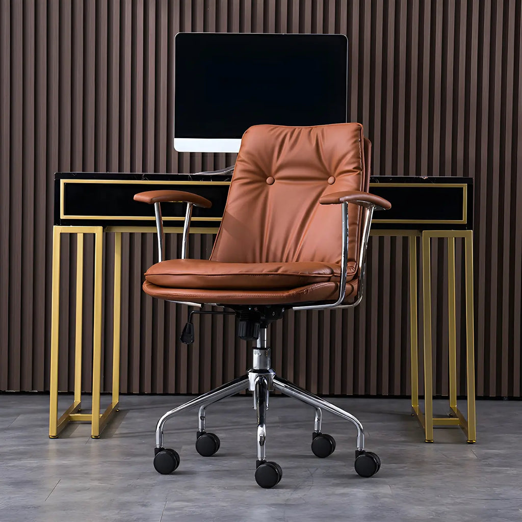 Fauteuil de bureau pivotant et inclinable moderne en cuir vert