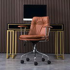 Fauteuil de bureau pivotant et inclinable moderne en cuir vert