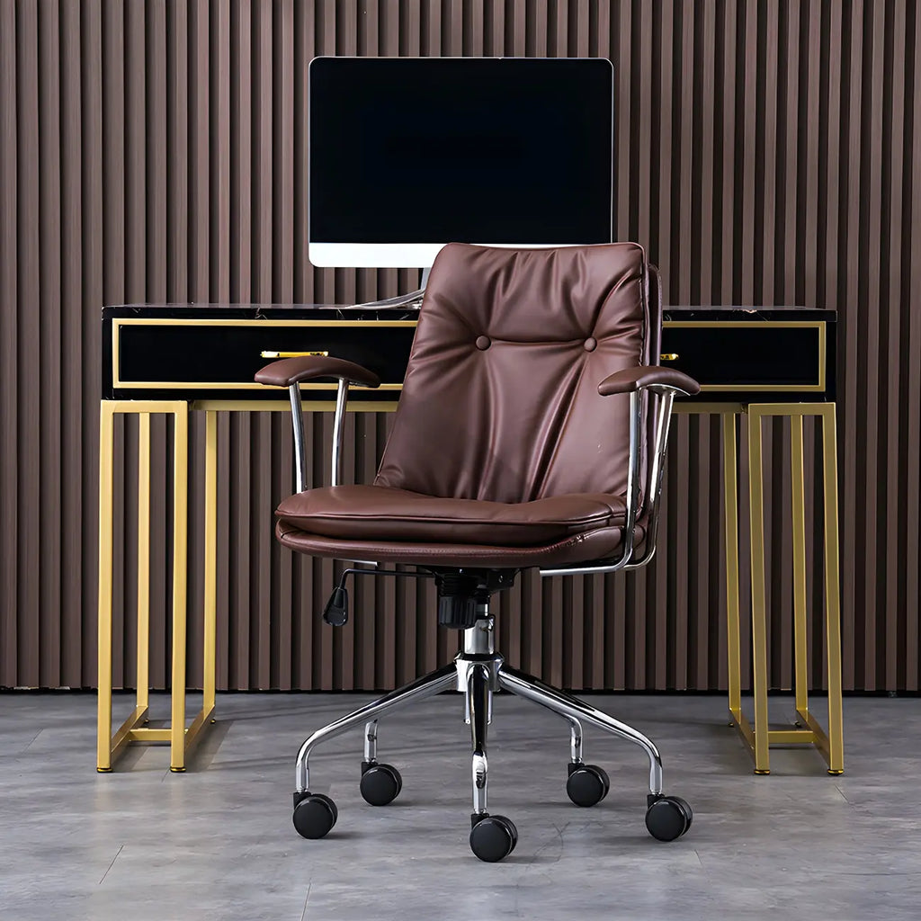 Fauteuil de bureau pivotant et inclinable moderne en cuir vert