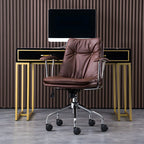 Fauteuil de bureau pivotant et inclinable moderne en cuir vert