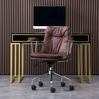 Fauteuil de bureau pivotant et inclinable moderne en cuir vert