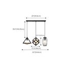 Suspension triangulaire industrielle en métal noir pour îlot de cuisine
