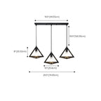 Suspension triangulaire industrielle en métal noir pour îlot de cuisine