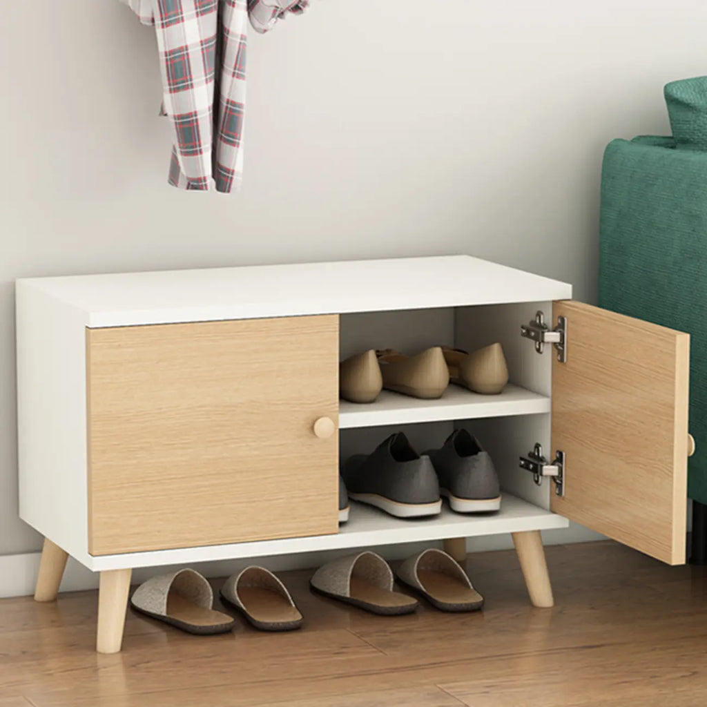 Banc de rangement à chaussures en bois durable avec coussin et 2 étagères