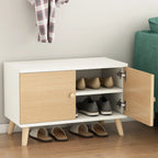Banc de rangement à chaussures en bois durable avec coussin et 2 étagères
