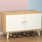 Banc de rangement à chaussures en bois durable avec coussin et 2 étagères
