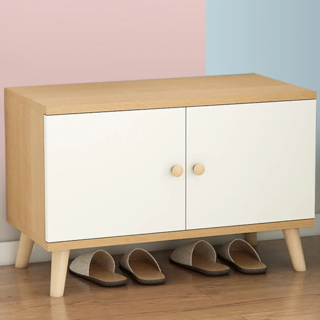 Banc de rangement à chaussures en bois durable avec coussin et 2 étagères