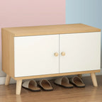 Banc de rangement à chaussures en bois durable avec coussin et 2 étagères