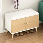 Banc de rangement à chaussures en bois durable avec coussin et 2 étagères