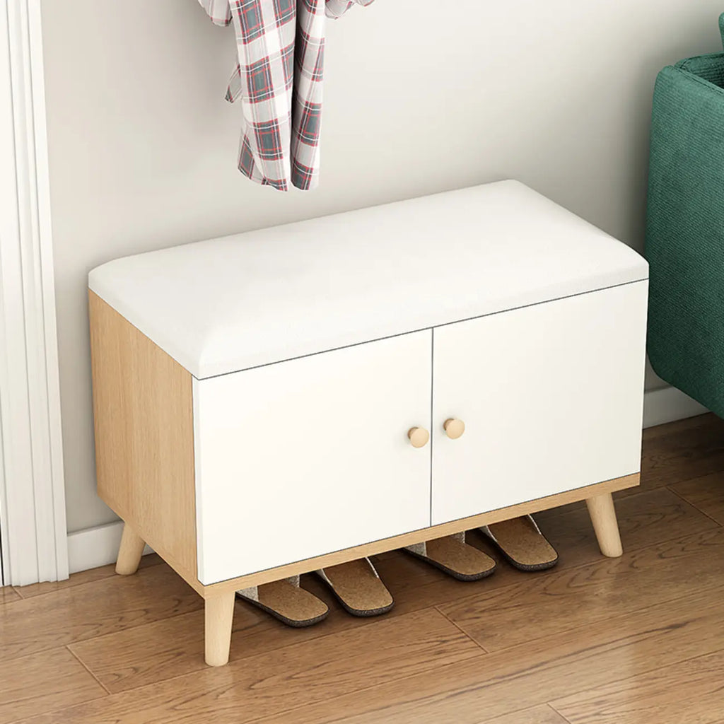 Banc de rangement à chaussures en bois durable avec coussin et 2 étagères