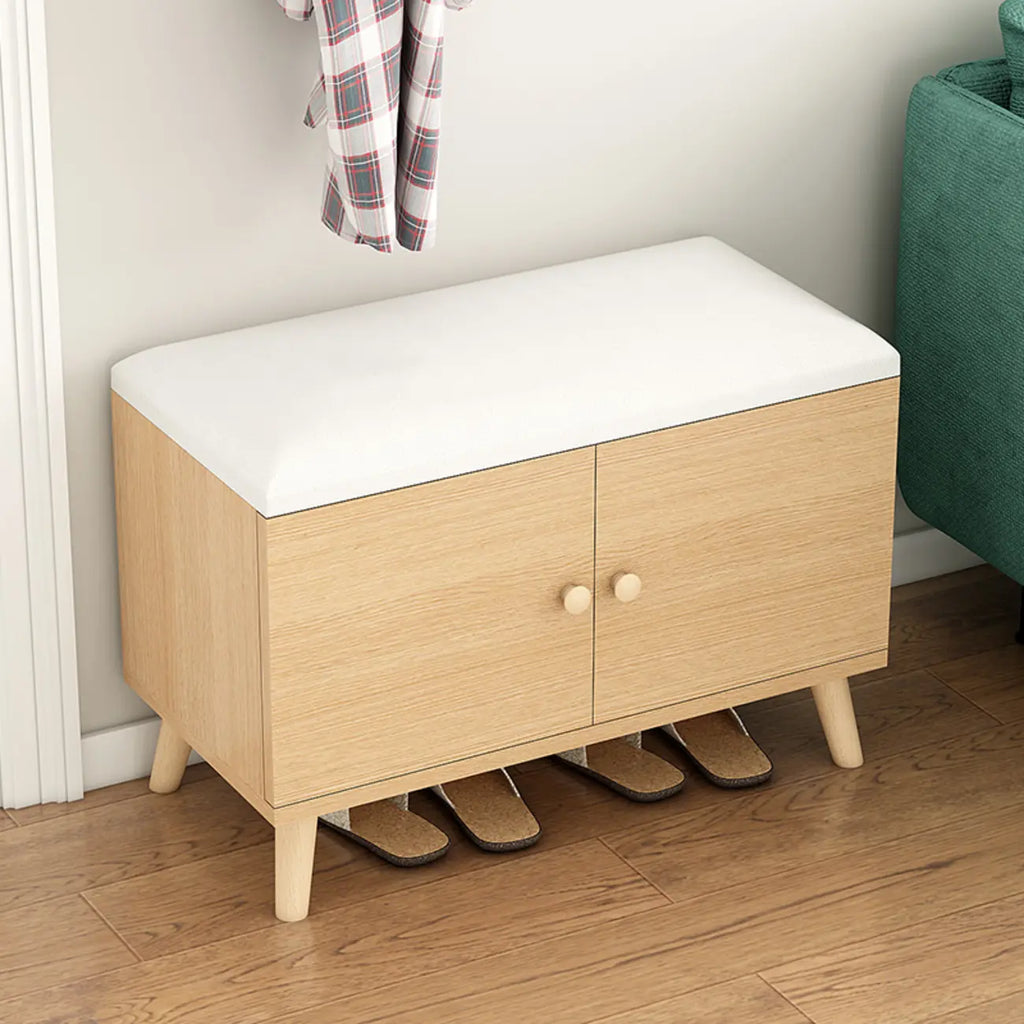 Banc de rangement à chaussures en bois durable avec coussin et 2 étagères