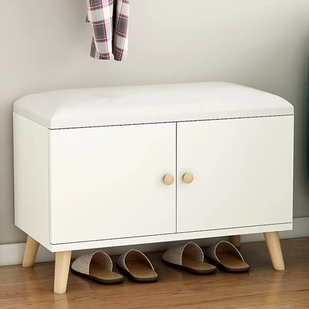 Banc de rangement à chaussures en bois durable avec coussin et 2 étagères