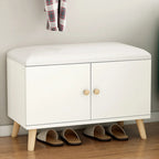 Banc de rangement à chaussures en bois durable avec coussin et 2 étagères
