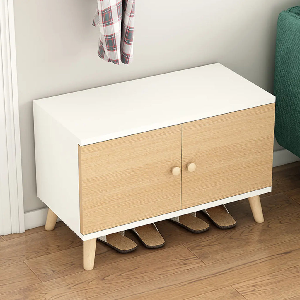 Banc de rangement à chaussures en bois durable avec coussin et 2 étagères