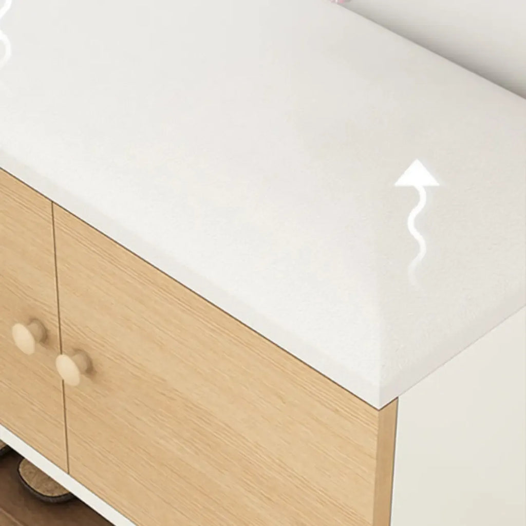 Banc de rangement à chaussures en bois durable avec coussin et 2 étagères