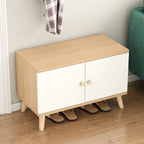 Banc de rangement à chaussures en bois durable avec coussin et 2 étagères