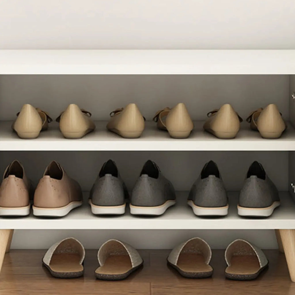 Banc de rangement à chaussures en bois durable avec coussin et 2 étagères