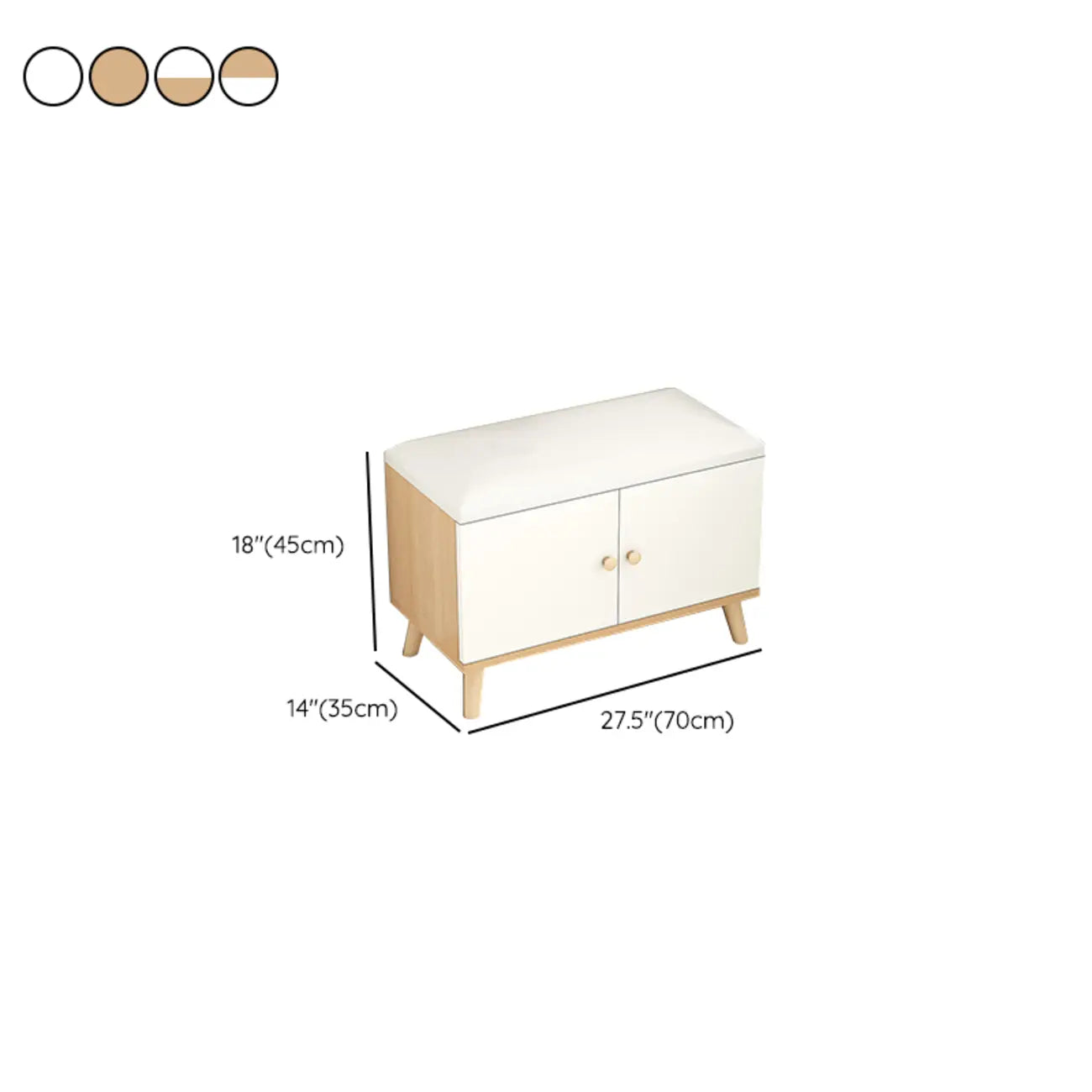 Banc de rangement à chaussures en bois durable avec coussin et 2 étagères
