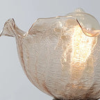 Plafonnier semi-encastré vintage en verre brun à motif floral, 1 lumière