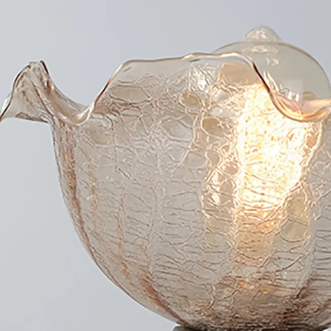 Plafonnier semi-encastré vintage en verre brun à motif floral, 1 lumière