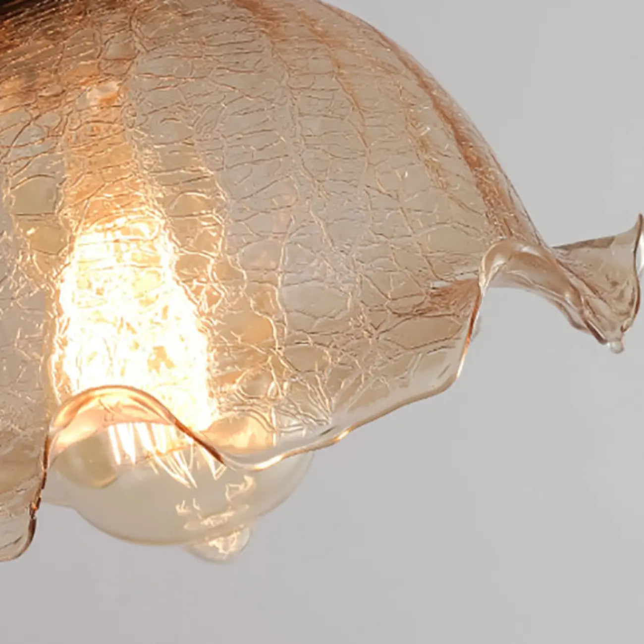 Plafonnier semi-encastré vintage en verre brun à motif floral, 1 lumière