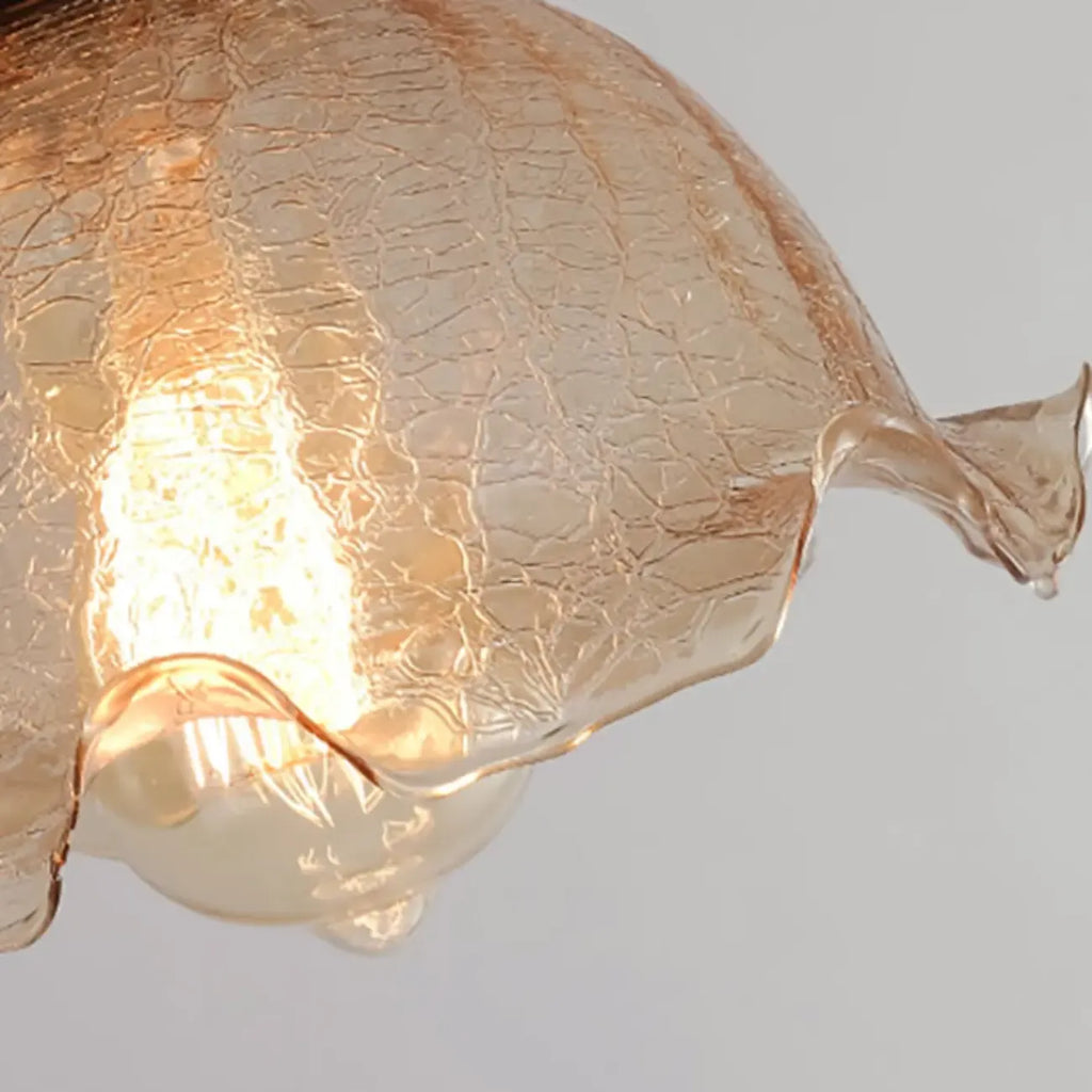 Plafonnier semi-encastré vintage en verre brun à motif floral, 1 lumière