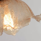 Plafonnier semi-encastré vintage en verre brun à motif floral, 1 lumière