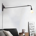 Applique murale minimaliste en métal noir à bras articulé réglable