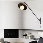 Applique murale minimaliste en métal noir à bras articulé réglable