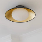 Plafonnier semi-encastré en métal de forme simple grange