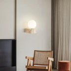 Applique murale moderne en pierre beige à lumière chaude