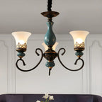 Lustre classique en céramique bleue et verre dépoli