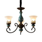 Lustre classique en céramique bleue et verre dépoli