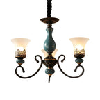 Lustre classique en céramique bleue et verre dépoli