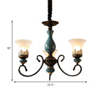 Lustre classique en céramique bleue et verre dépoli