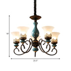 Lustre classique en céramique bleue et verre dépoli